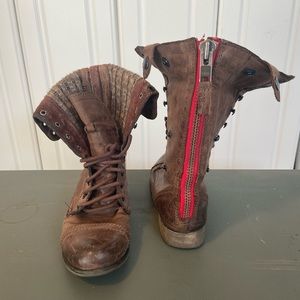 Steve Madden Brown Leather Combat Boots Size 7